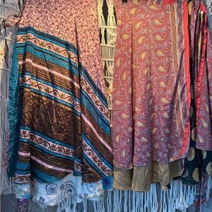 (2) Multicolor Paisley and Striped Women's Skirt